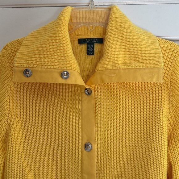 RALPH LAUREN YELLOW 100% COTTON CARDIGAN SIZE US XL NEW CONDITION - Picture 6 of 13